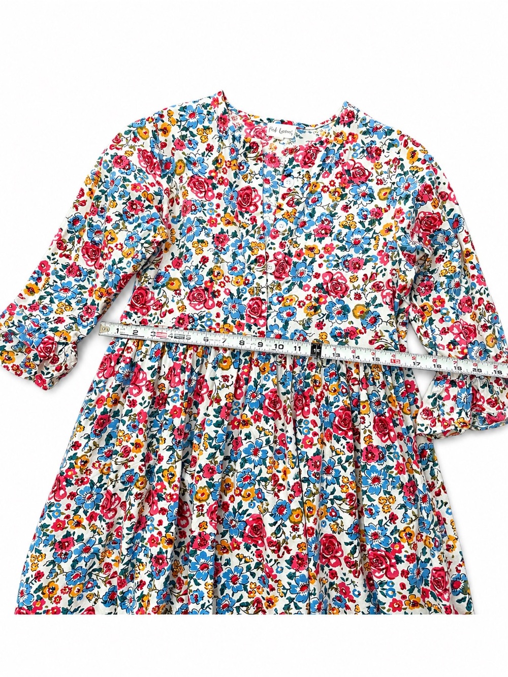 Pink Lemon Floral Cottage Midi Dress Romantic Boho Size Small Organic Cotton - Picture 5 of 8